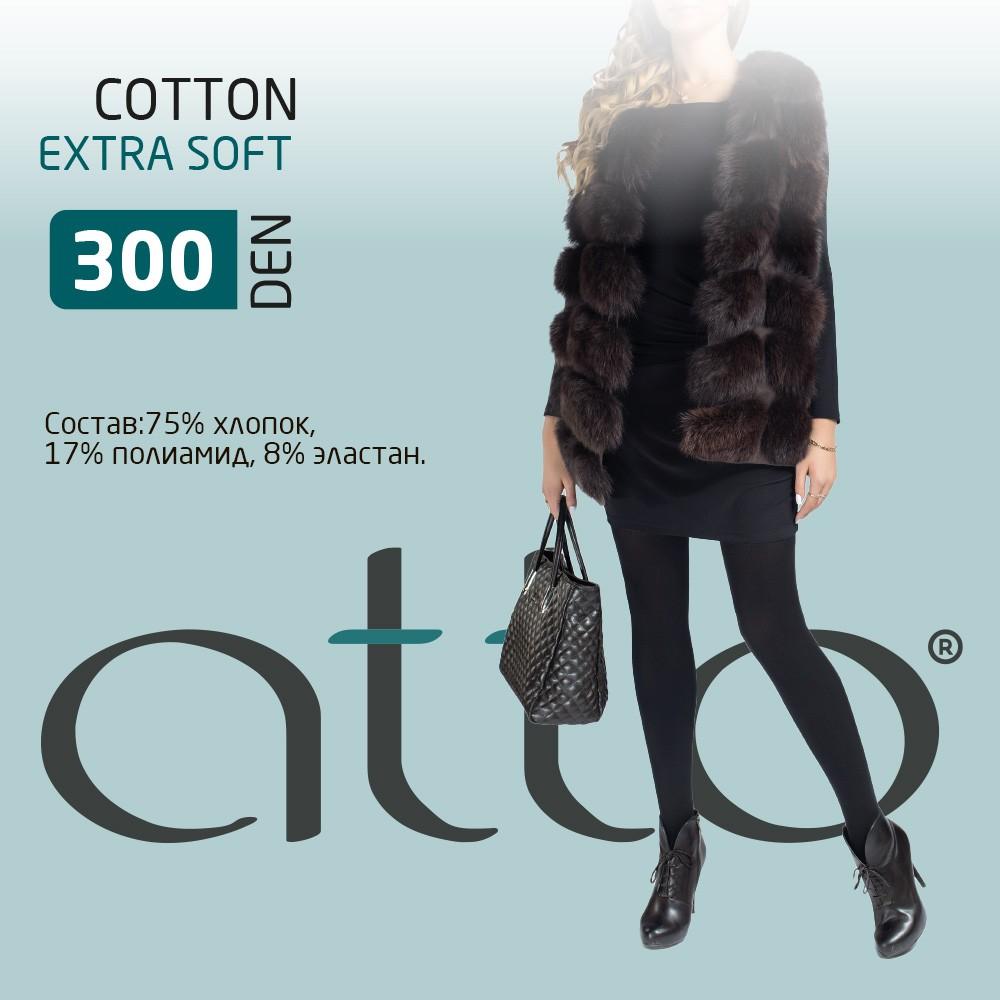 Хлопковые колготки Atto Cotton женские 300den черные 4 размер. Фото 6.