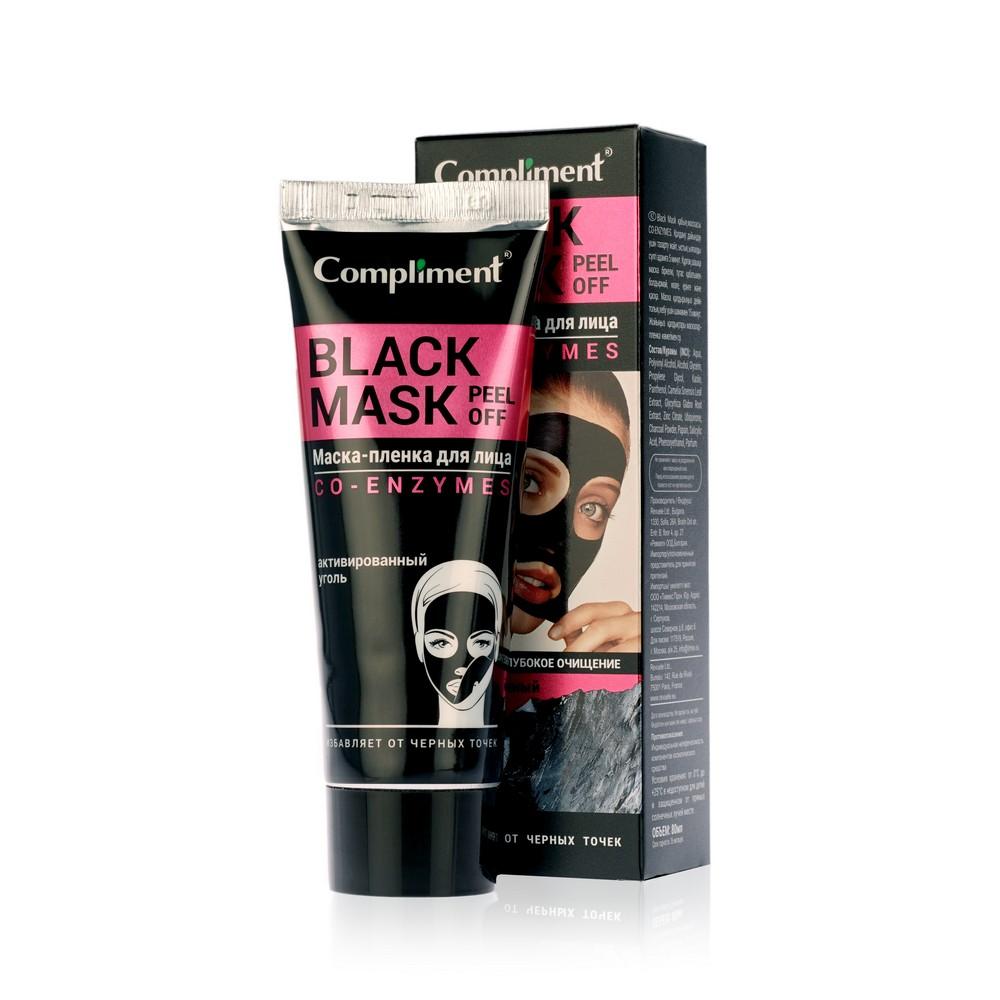 Маска - пленка для лица Compliment Black Mask Peel Off Co-Enzymes " глубокое очищение " 80мл. Фото 1.