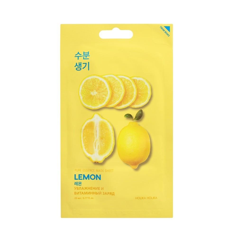 Тканевая маска Holika Holika для лица " Pure Essence Mask Sheet Lemon " тонизирующая , с экстрактом лимона 23мл. Фото 1.