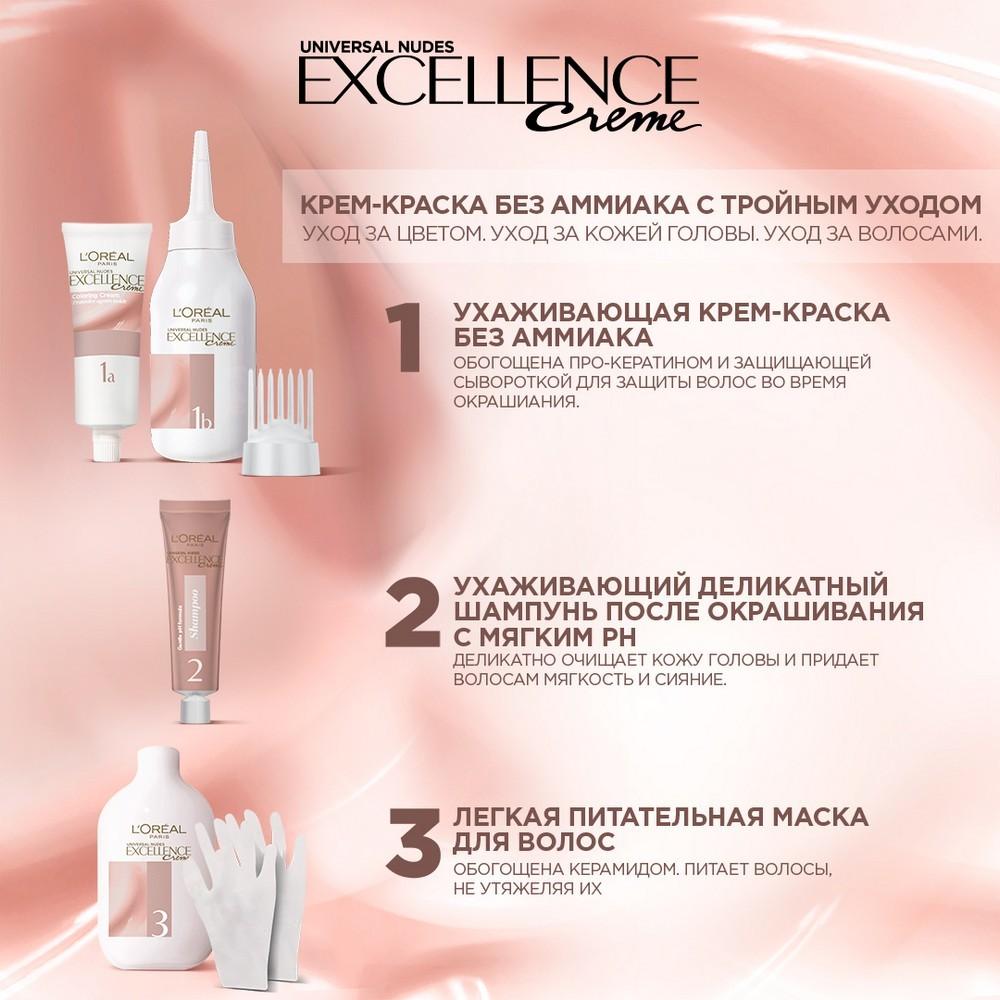 Крем - краска для волос без аммиака L'Oreal Paris EXCELLENCE Creme " Универсальные нюдовые оттенки " , 10U , Универсальный очень-очень светло-русый. Фото 6.