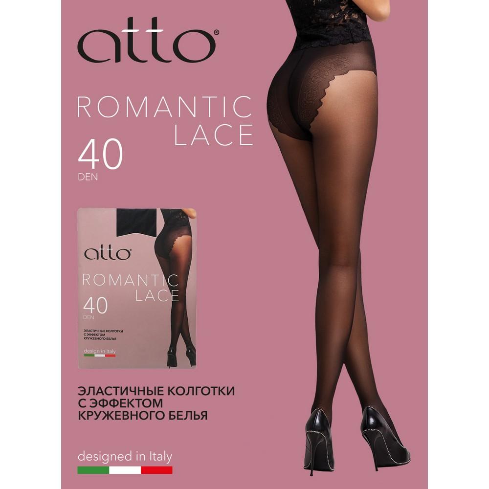 Женские колготки Atto Romantic Lace 40den Nero 4 размер. Фото 2.