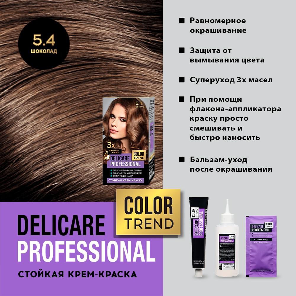 Стойкая крем - краска для волос Delicare Professional Color Trend 5.4 Шоколад. Фото 6.