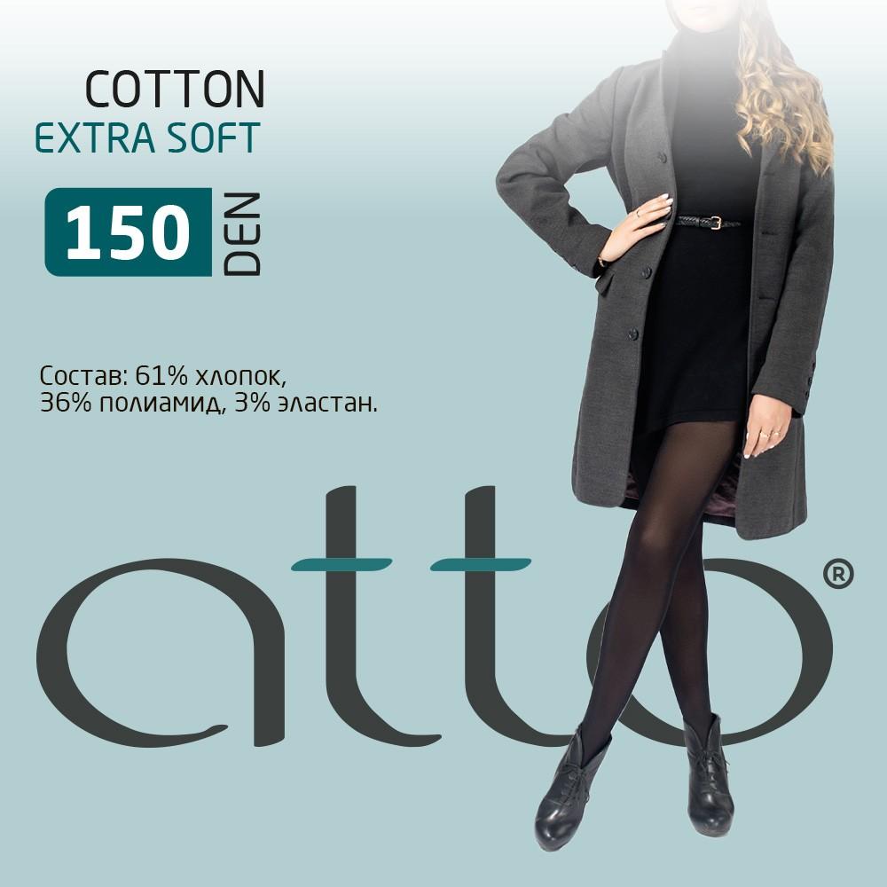 Хлопковые колготки Atto Cotton женские 150den черные 3 размер. Фото 8.