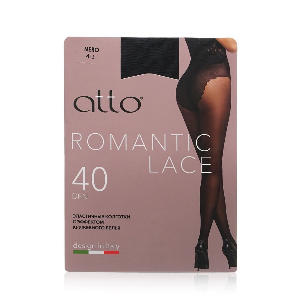 Женские колготки Atto Romantic Lace 40den Nero 4 размер. Фото 1.