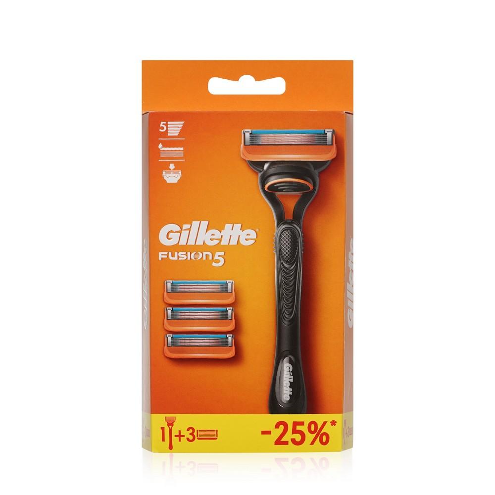 Мужской станок для бритья Gillette Fusion + сменные кассеты 4шт. Фото 1.