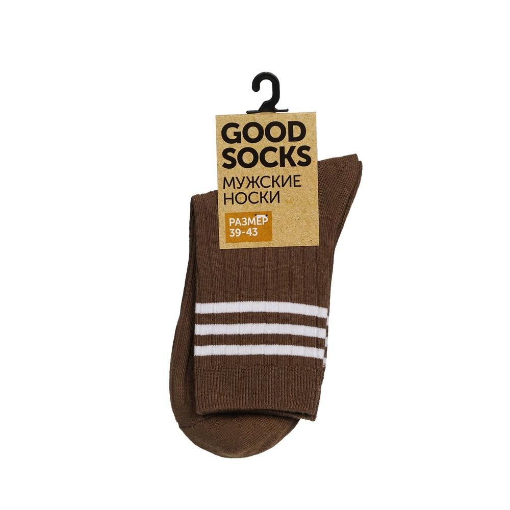 Мужские однотонные носки Good Socks Лапша/Полоски Коричневый р.39-43.