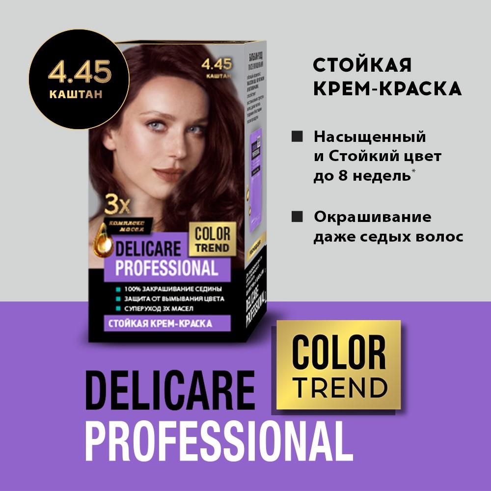 Стойкая крем - краска для волос Delicare Professional Color Trend 4.45 Каштан. Фото 5.