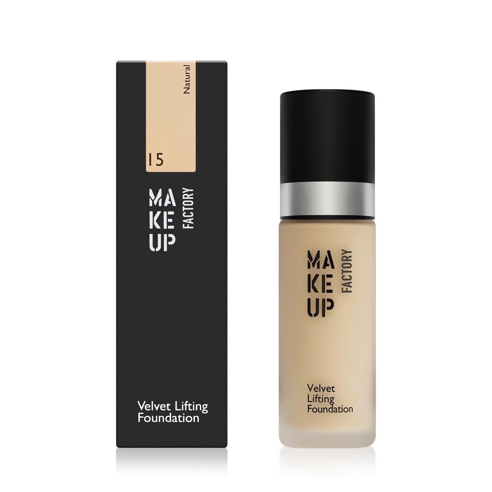 Тональный крем для лица с эффектом лифтинга Make Up Factory Velvet Lifting Foundation 15 Natural 30мл. Фото 1.