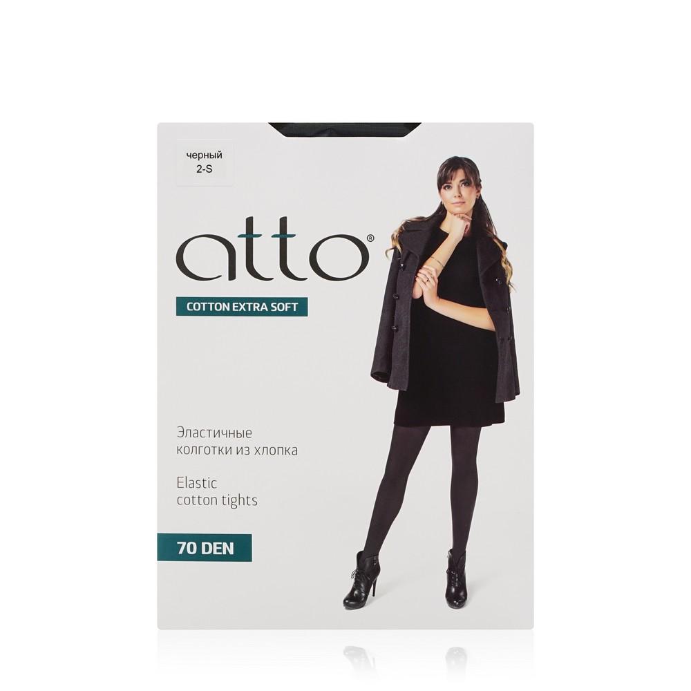 Женские хлопковые колготки Atto Cotton 70den Черный 2 размер.