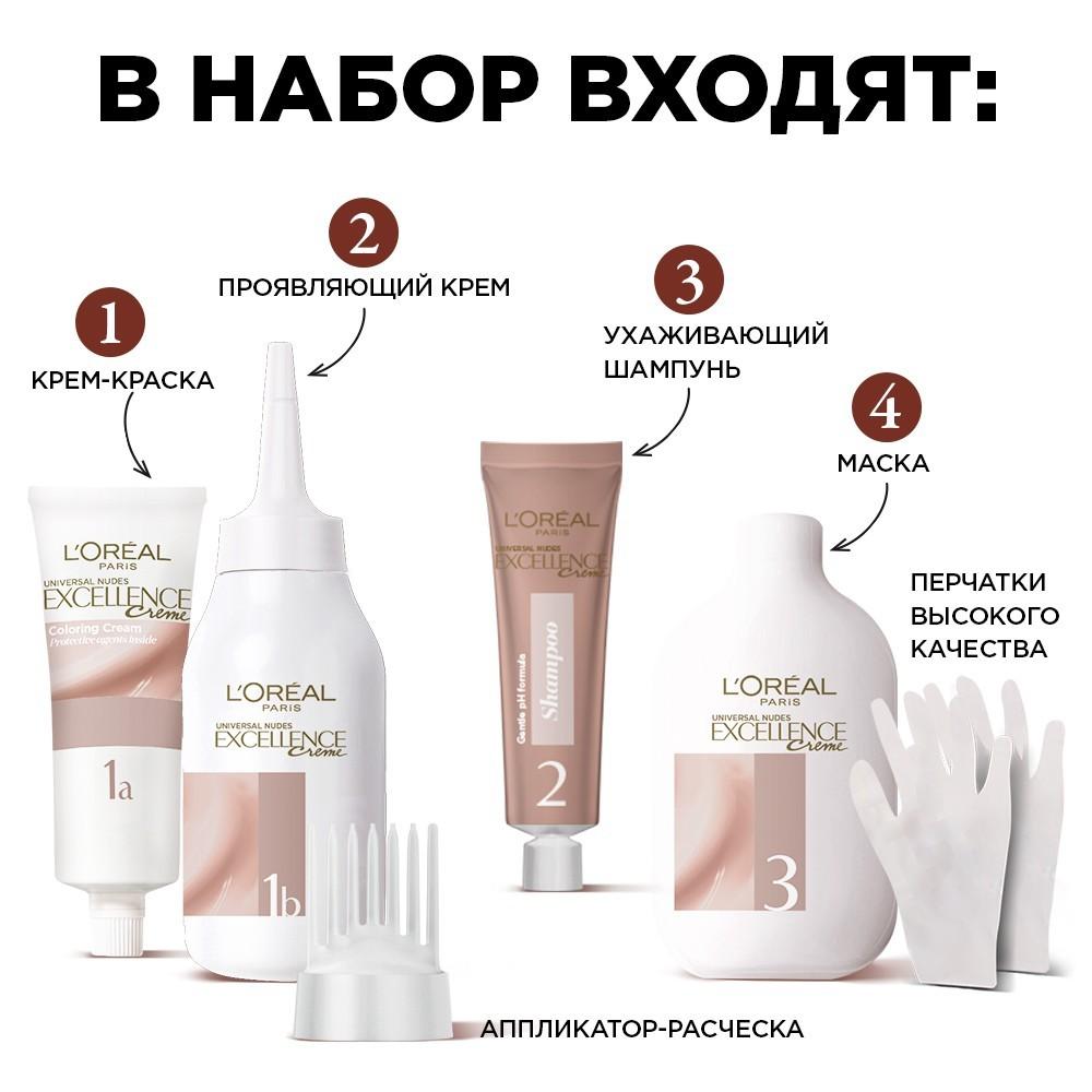 Крем - краска для волос без аммиака L'Oreal Paris EXCELLENCE Creme " Универсальные нюдовые оттенки " , 10U , Универсальный очень-очень светло-русый. Фото 7.