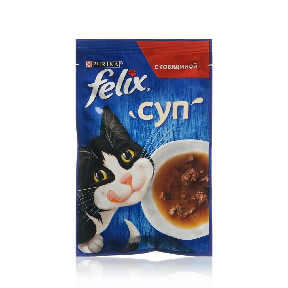 Влажный корм для кошек Felix Суп , Говядина , 48г. Фото 1.