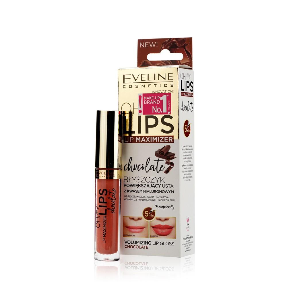 Блеск для увеличения объёма губ Eveline Oh! My Lips Maximizer Chocolate 4,5мл.