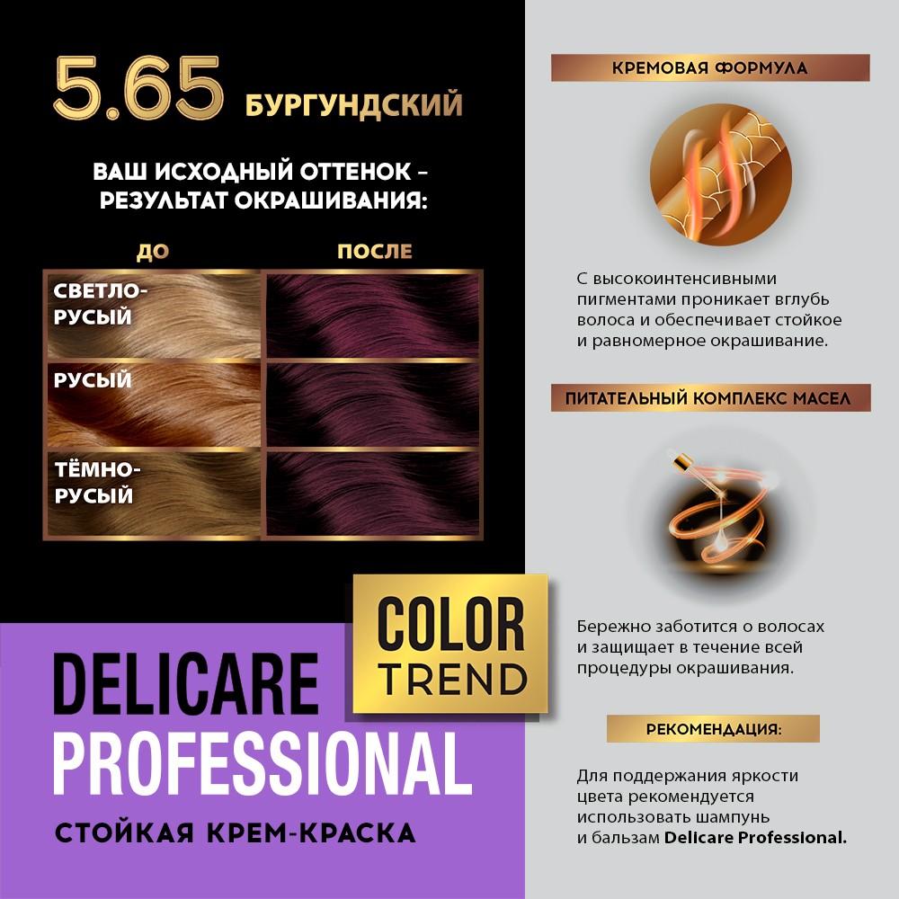 Стойкая крем - краска для волос Delicare Professional Color Trend 5.65 Бургундский. Фото 9.