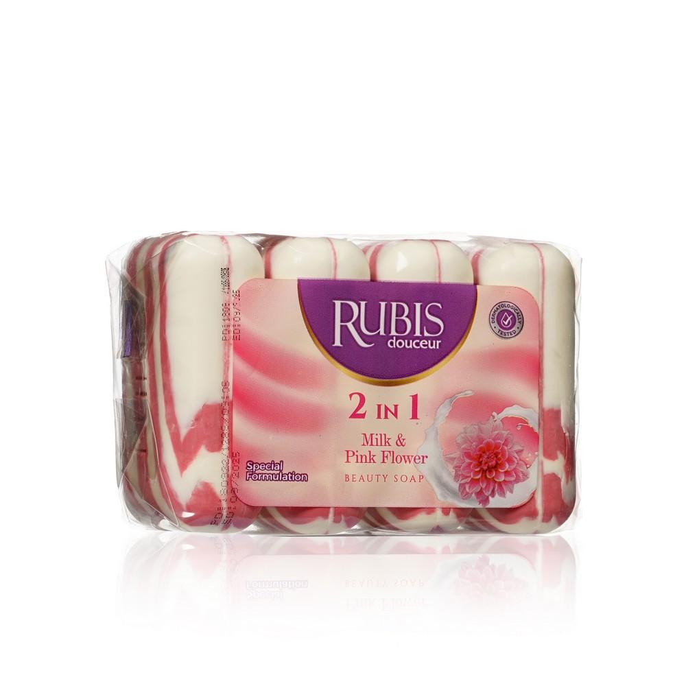 Мыло туалетное Rubis " Milk & Pink Flower " 4*90г. Фото 2.