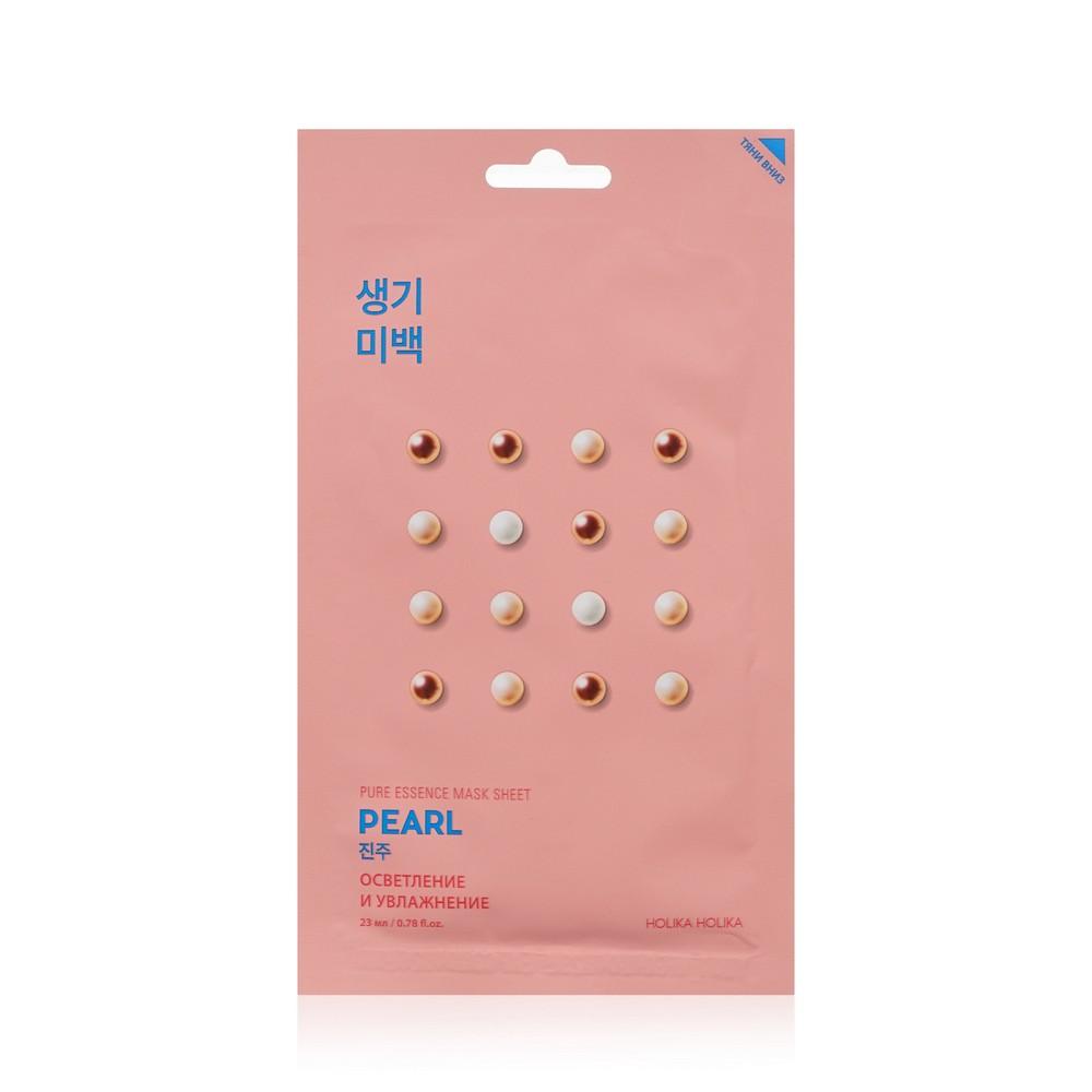 Тканевая маска Holika Holika для лица " Pure Essence Mask Sheet Pearl " осветляющая , с экстрактом жемчуга 23мл. Фото 1.