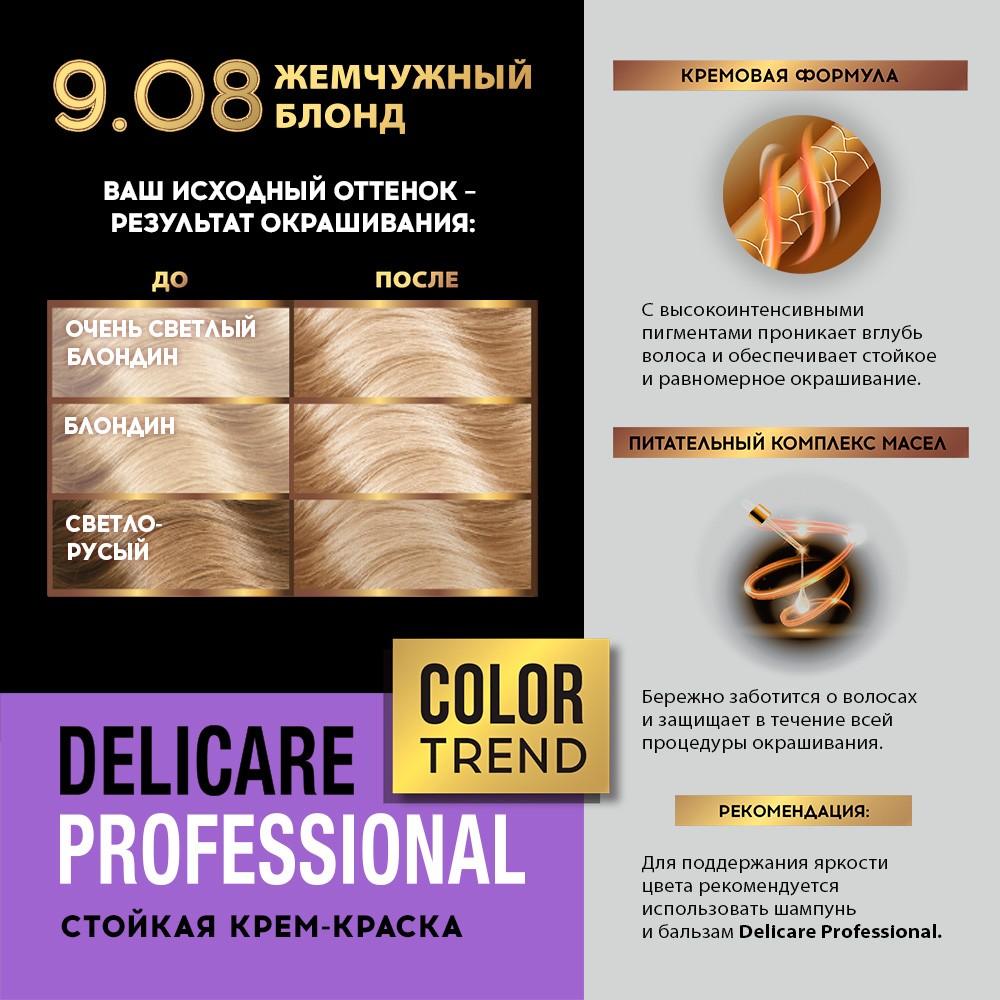 Стойкая крем - краска для волос Delicare Professional Color Trend 9.08 Жемчужный Блонд. Фото 9.