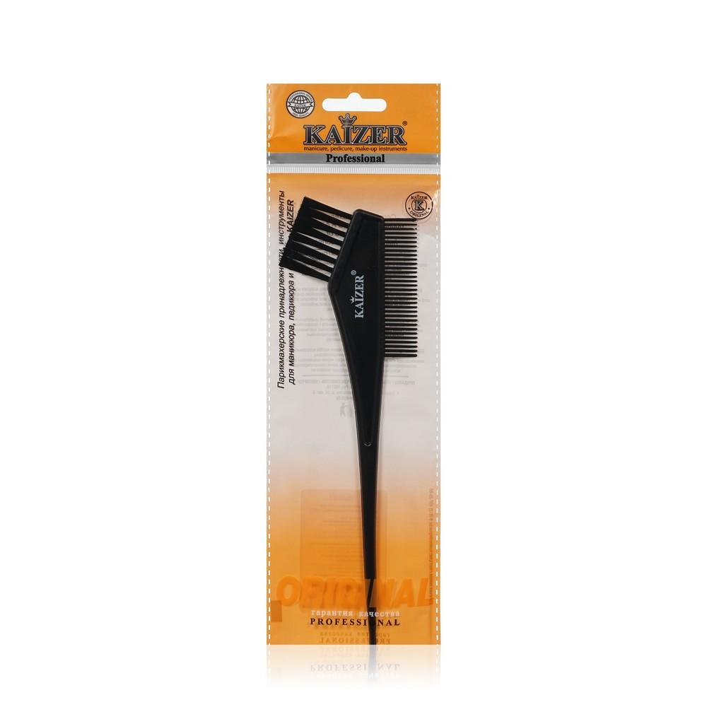 Кисть для окрашивания волос с расческой Kaizer Professional искусственный ворс. Фото 1.