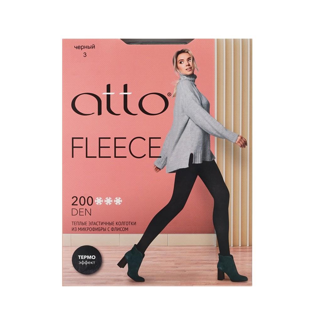 Женские теплые колготки из микрофибры Atto Fleece 200den Черный 3 размер. Фото 1.