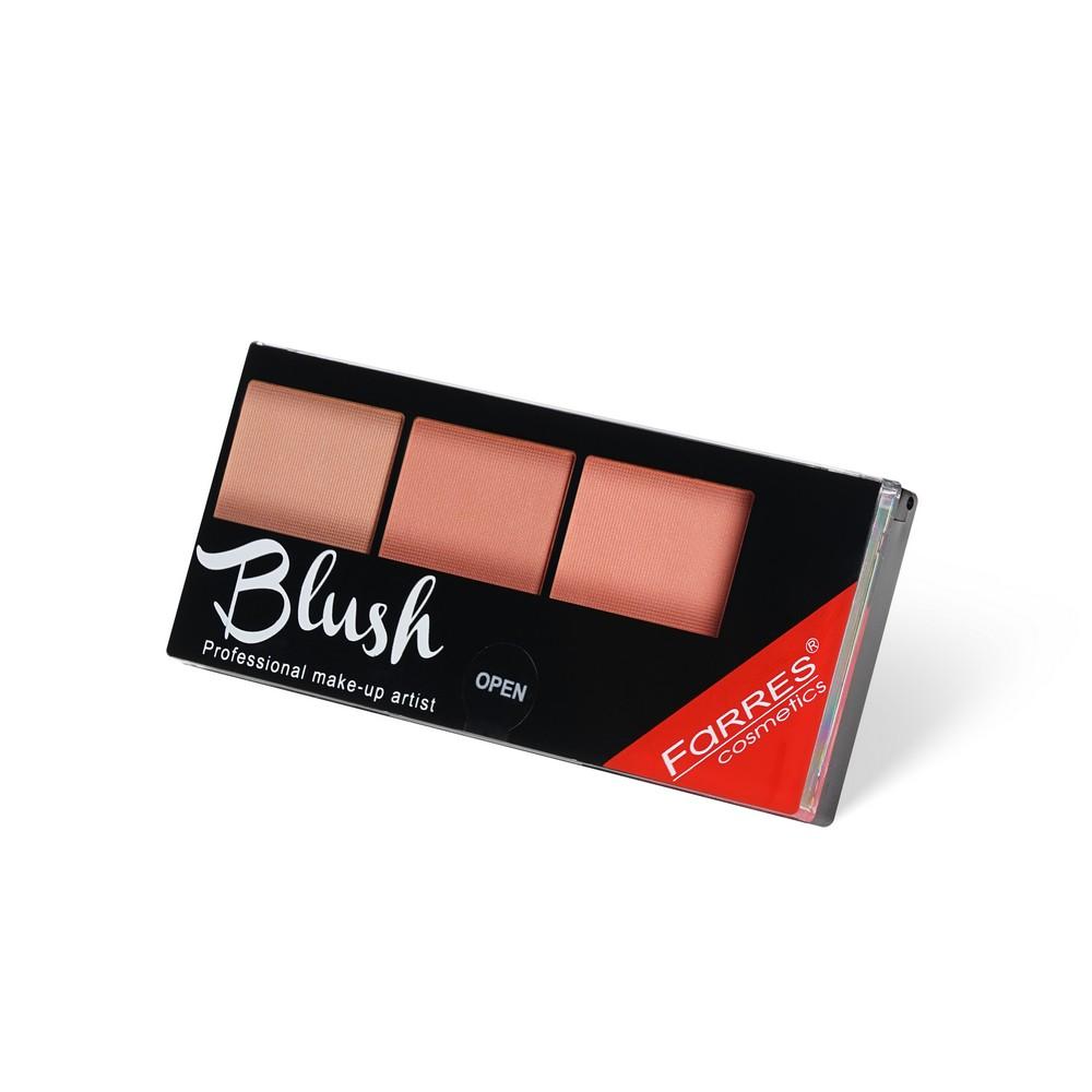 Румяна для лица Farres Blush 3 оттенка + кисть 02 Коричневый / Светло-коричневый 11г. Фото 2.