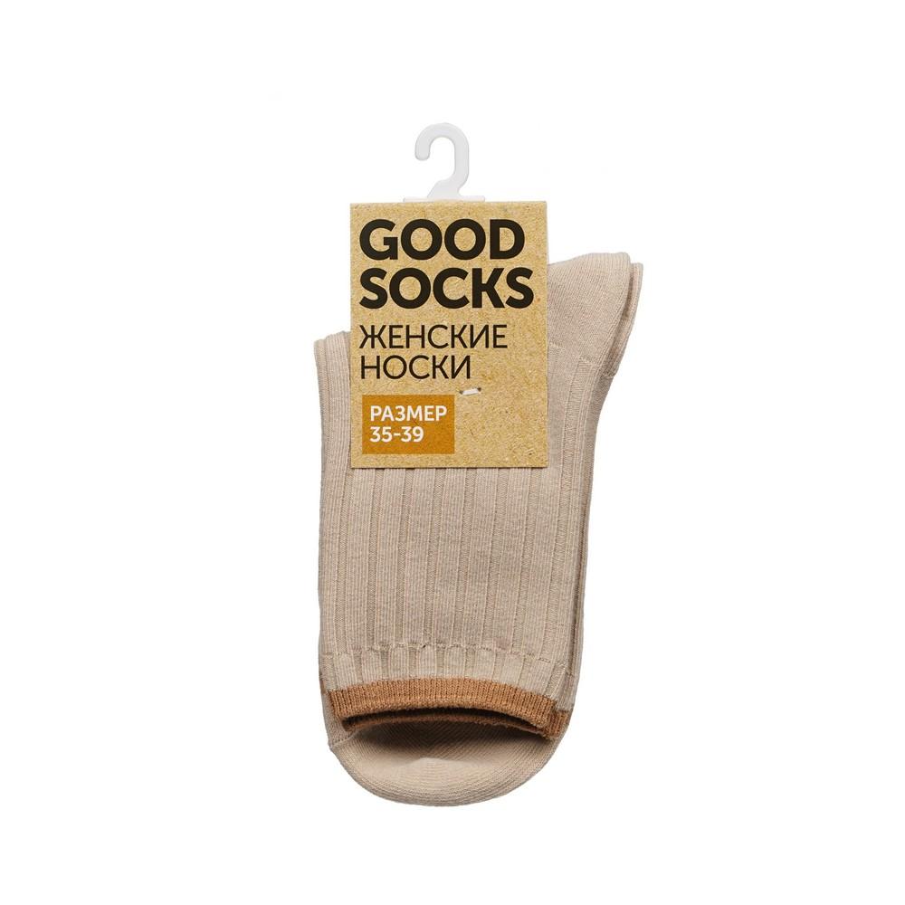 Женские однотонные носки Good Socks Лапша/Полоска Бежевый р.35-39. Фото 1.