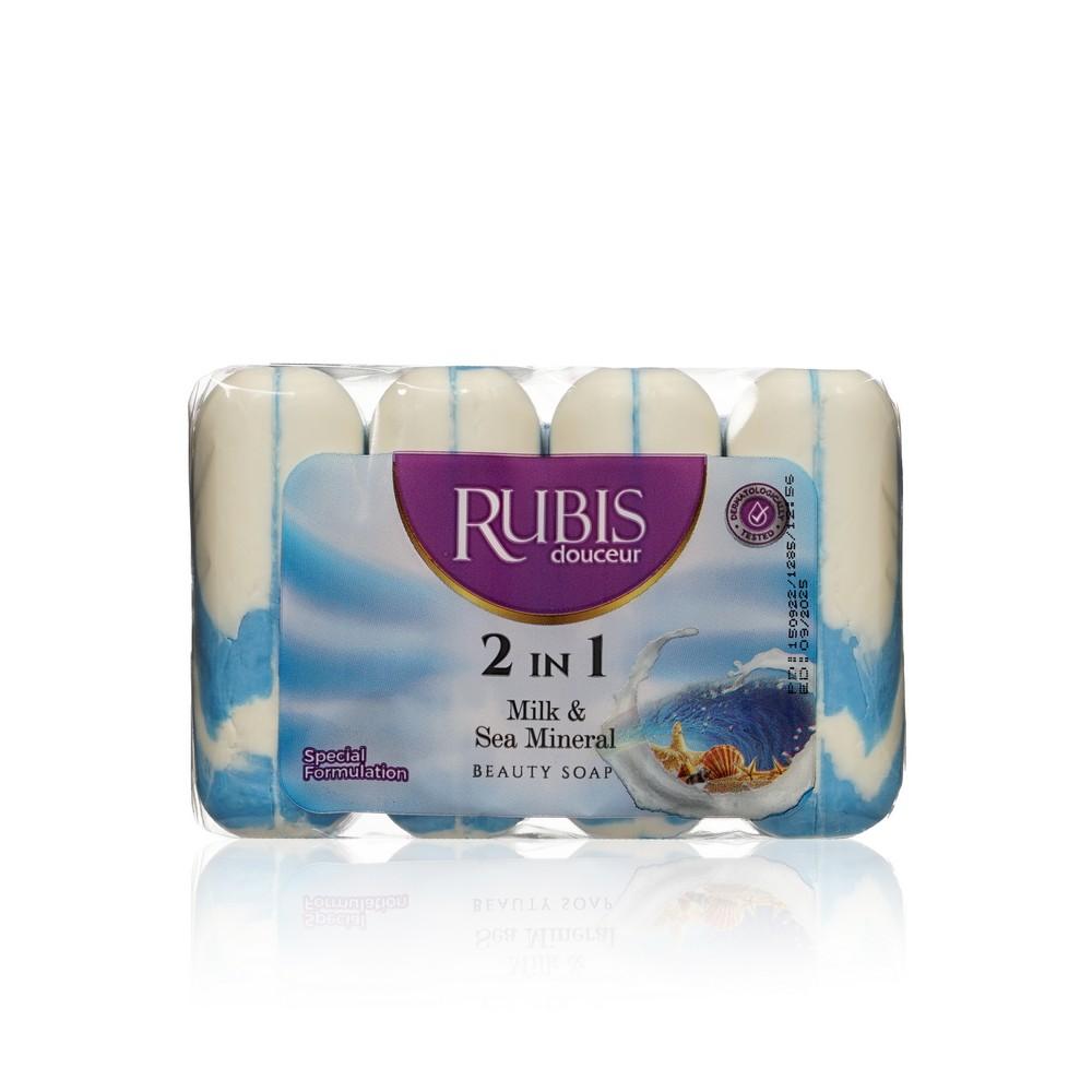 Мыло туалетное Rubis " Milk & Sea Mineral " 4*90г. Фото 1.