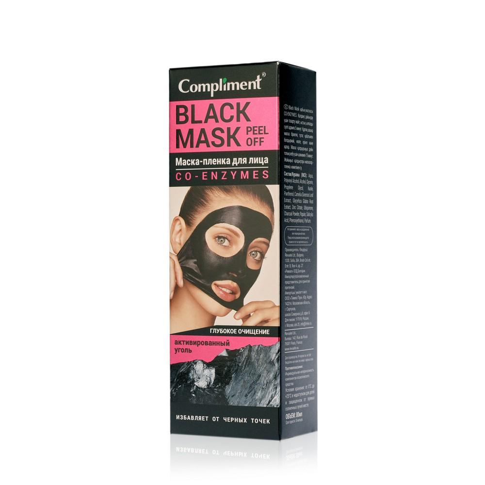 Маска - пленка для лица Compliment Black Mask Peel Off Co-Enzymes " глубокое очищение " 80мл. Фото 3.