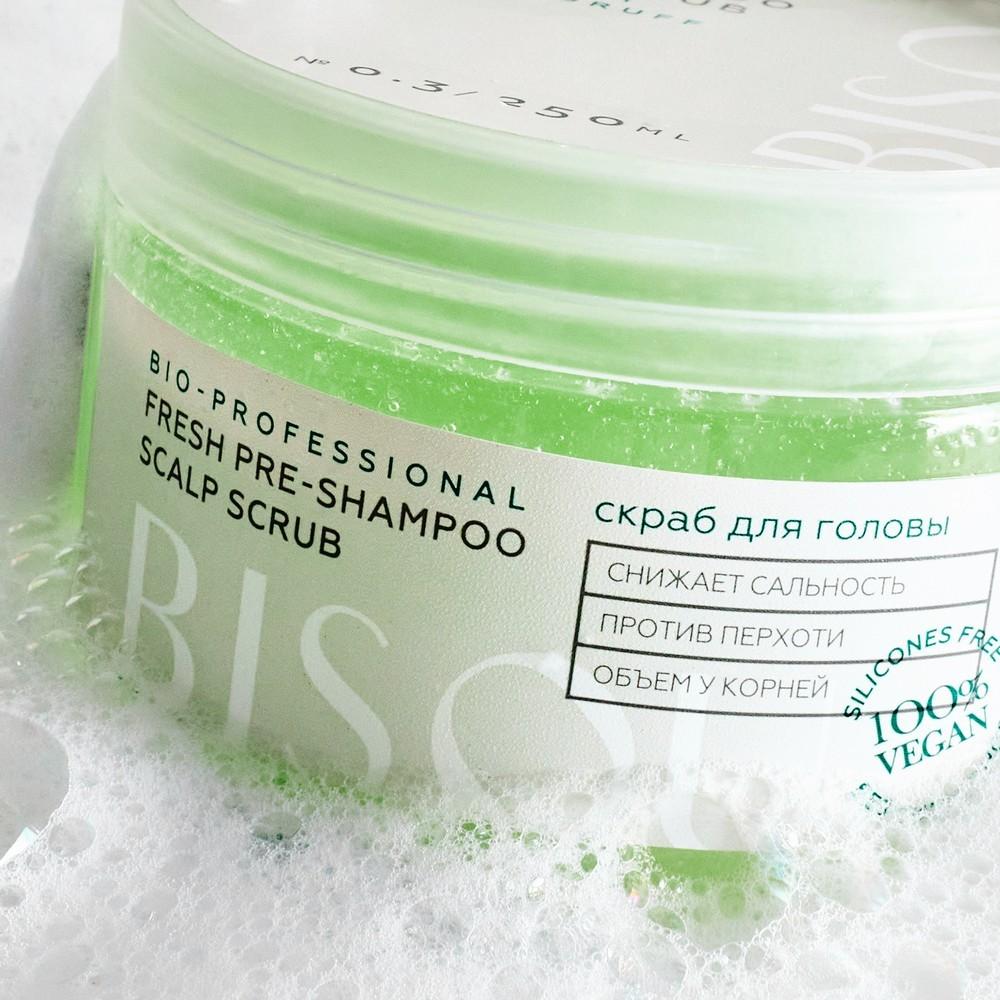 Скраб для кожи головы Bisou Bio-professional " Fresh pre-shampoo scalp scrub " 250мл. Фото 6.