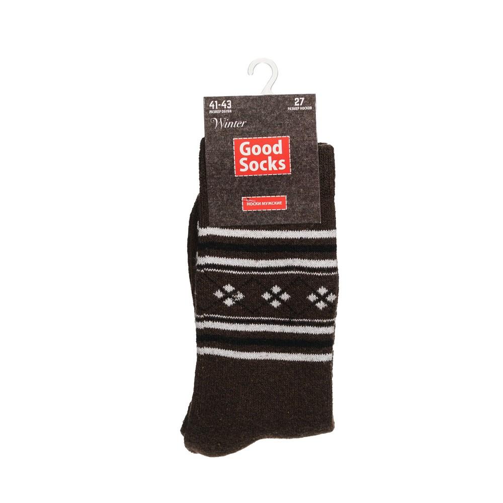 Мужские махровые носки Good Socks Winter Ромбы коричневые р.41-43.