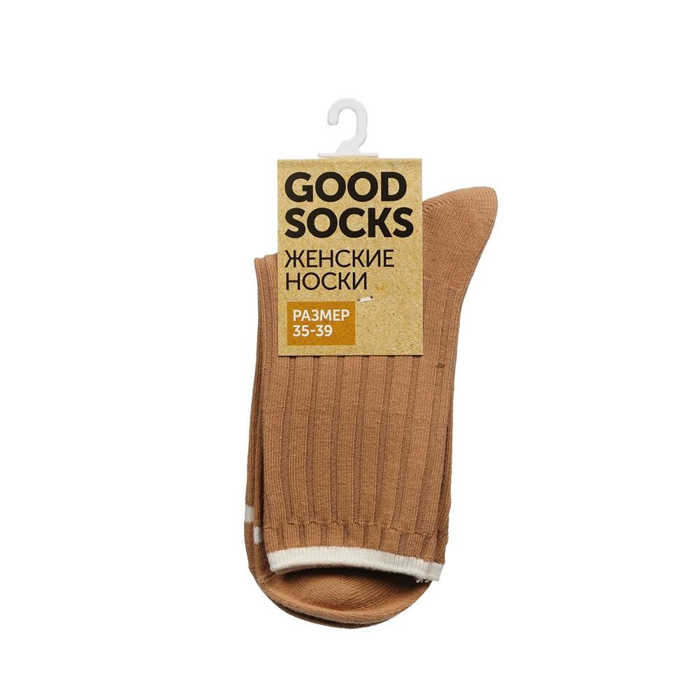 Женские однотонные носки Good Socks Лапша/Полоска Бежевый р.35-39. Фото 1.