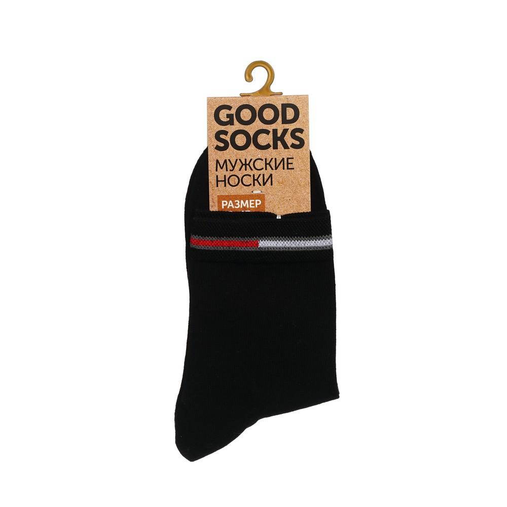 Мужские однотонные носки Good Socks Цветная полоска Черный р.39-43. Фото 1.