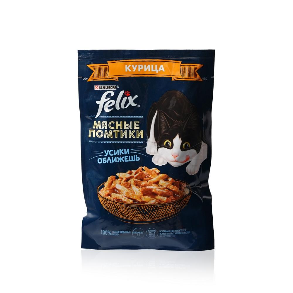 Влажный корм для кошек Felix Мясные ломтики " Курица " 75г. Фото 1.