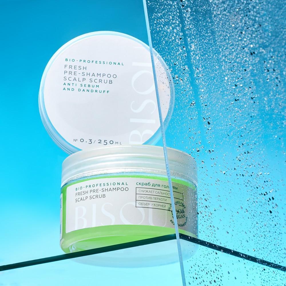 Скраб для кожи головы Bisou Bio-professional " Fresh pre-shampoo scalp scrub " 250мл. Фото 3.