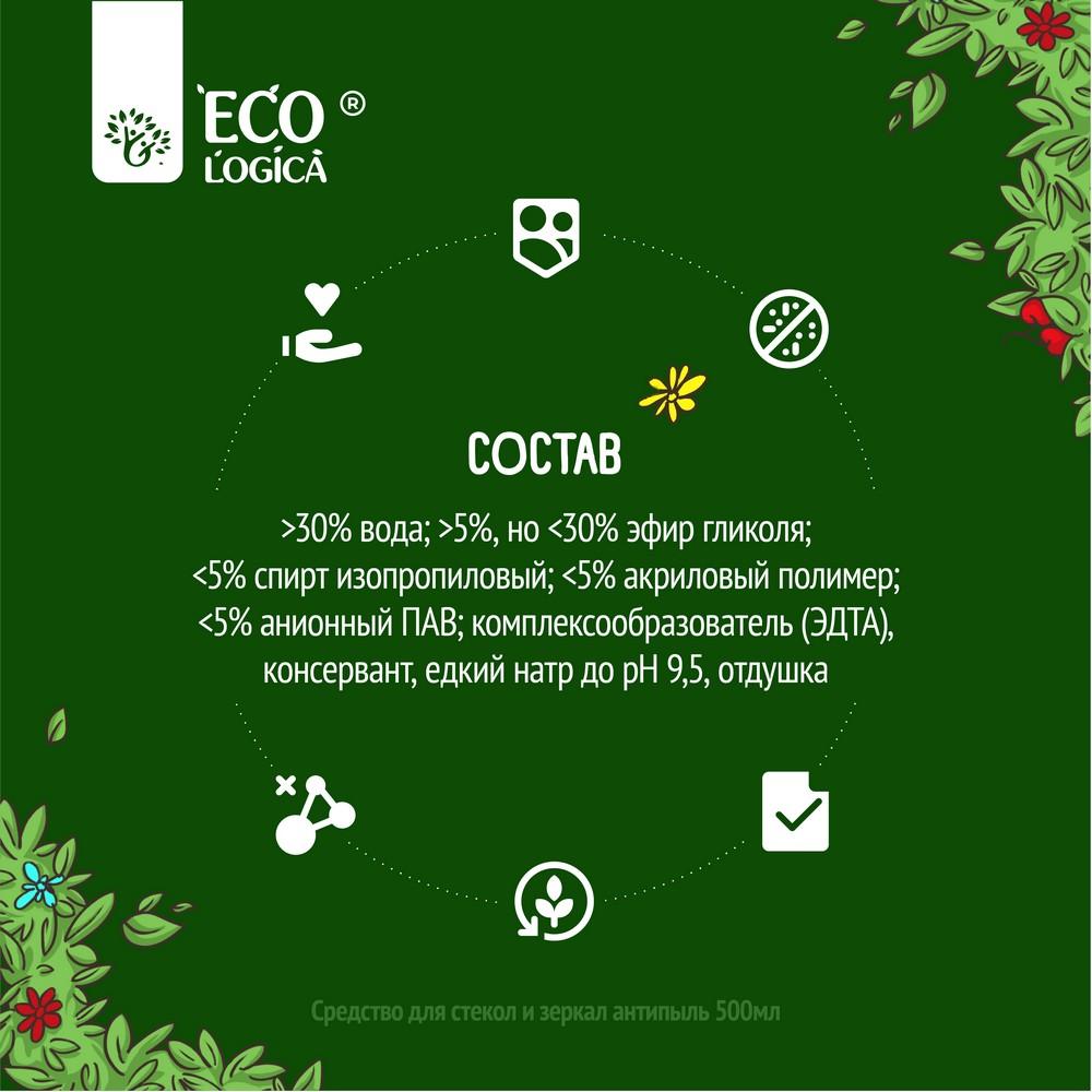 Средство для стекол и зеркал Ecologica Антипыль 500мл. Фото 6.