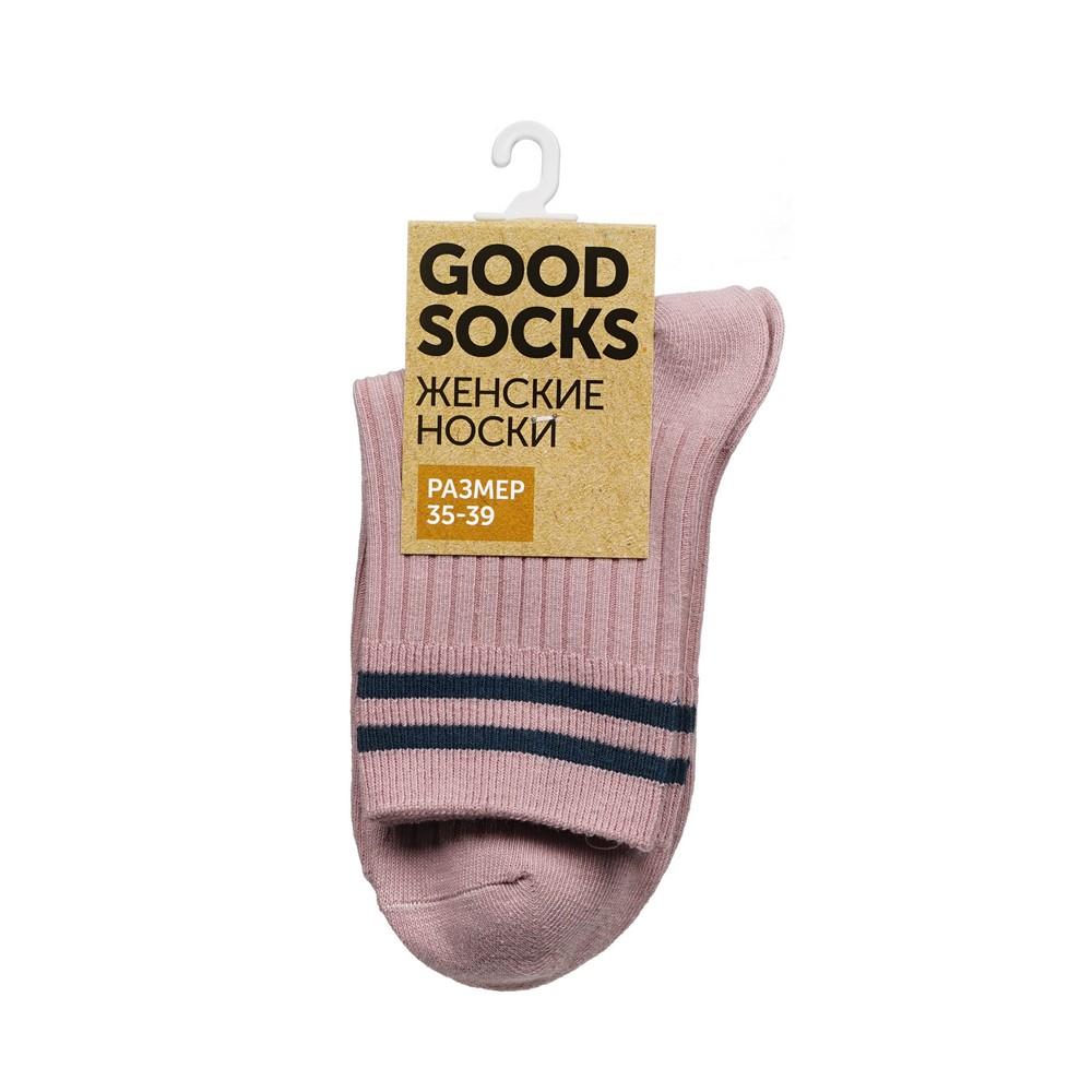 Женские однотонные носки Good Socks Лапша/Полоски Розовый р.35-39. Фото 1.