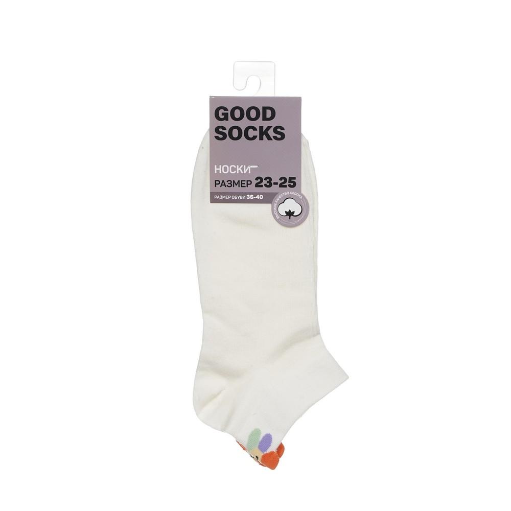 Женские однотонные укороченные носки Good Socks цветочек белые р.23-25. Фото 1.