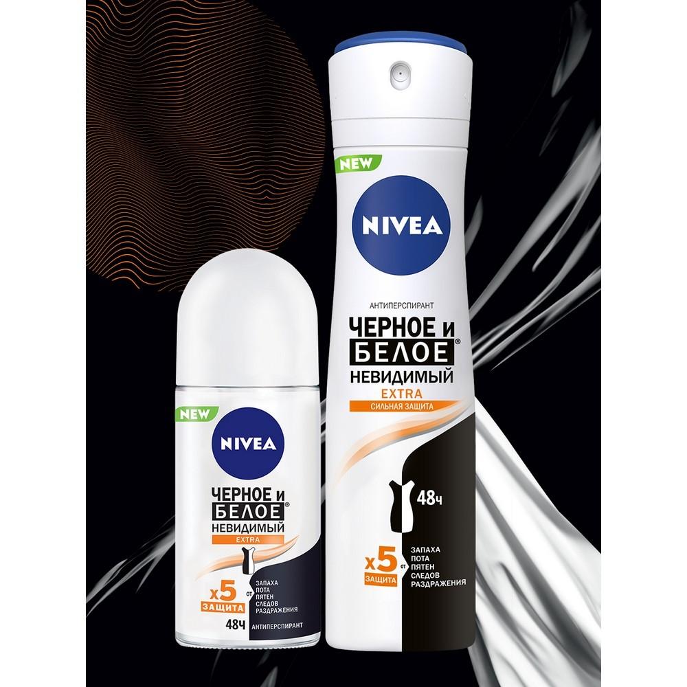 Женский шариковый дезодорант - антиперспирант NIVEA Черное и белое Невидимый Extra 50мл. Фото 8.