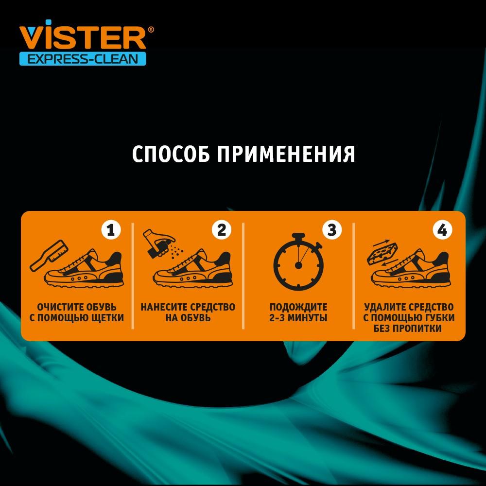 Пена - очиститель для белой обуви Vister Express Clean универсальная 150мл. Фото 9.