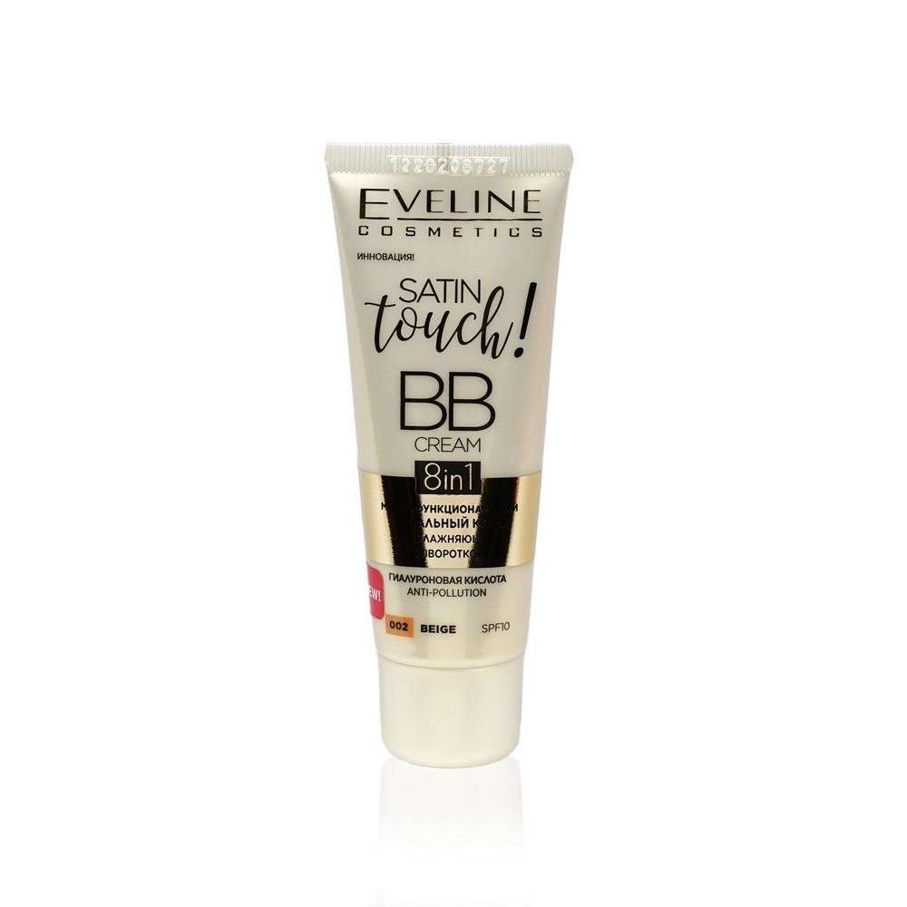 Многофункциональный BB крем для лица Eveline Satin touch! BB Cream 8 в 1 002 Beige 30мл. Фото 1.