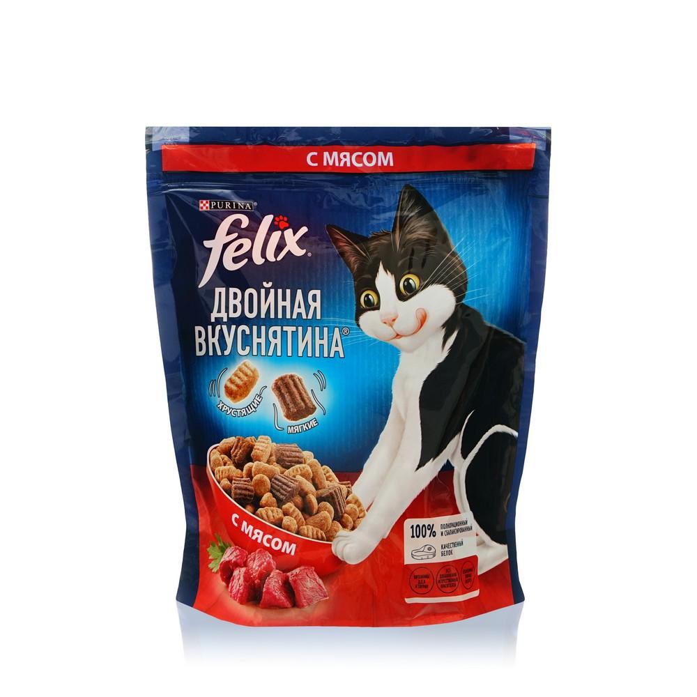 Сухой корм для кошек Felix Двойная вкуснятина " С мясом " 600г. Фото 1.