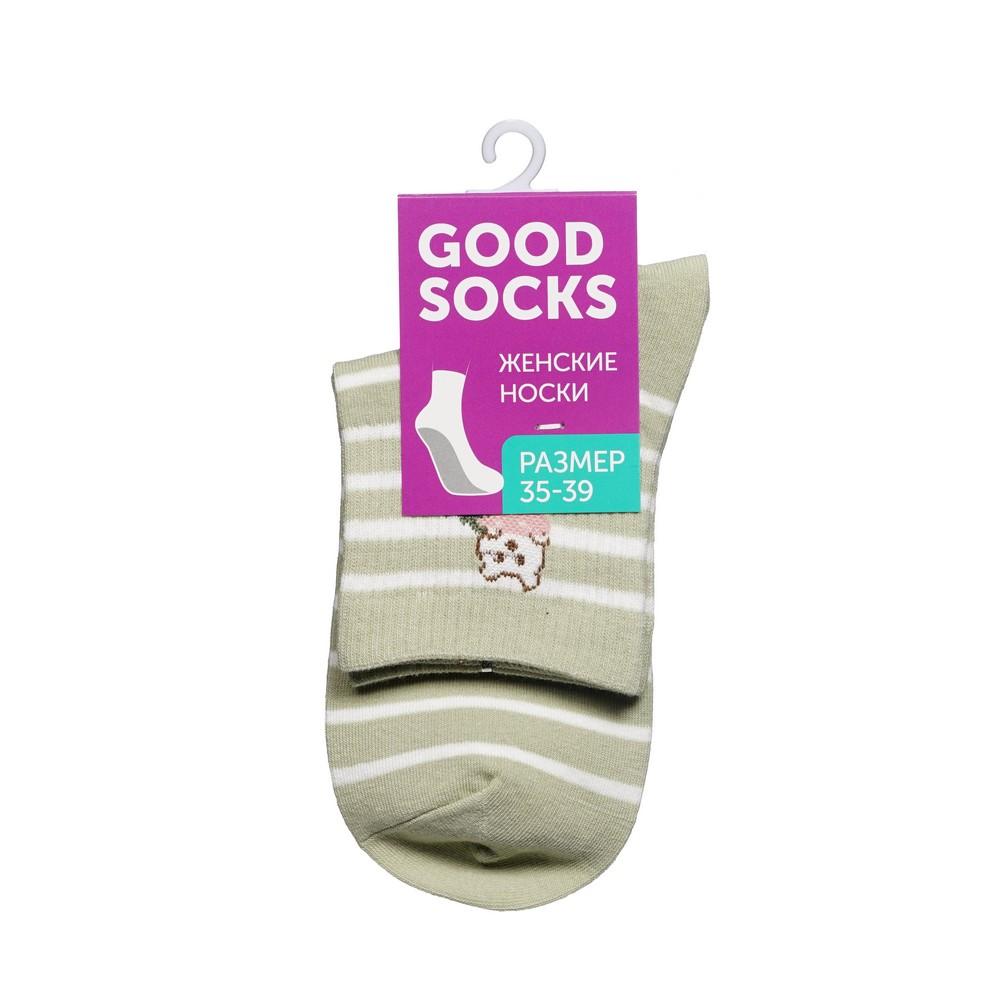 Женские носки Good Socks " Ягодка/полоски " Зеленый р.35-39. Фото 1.