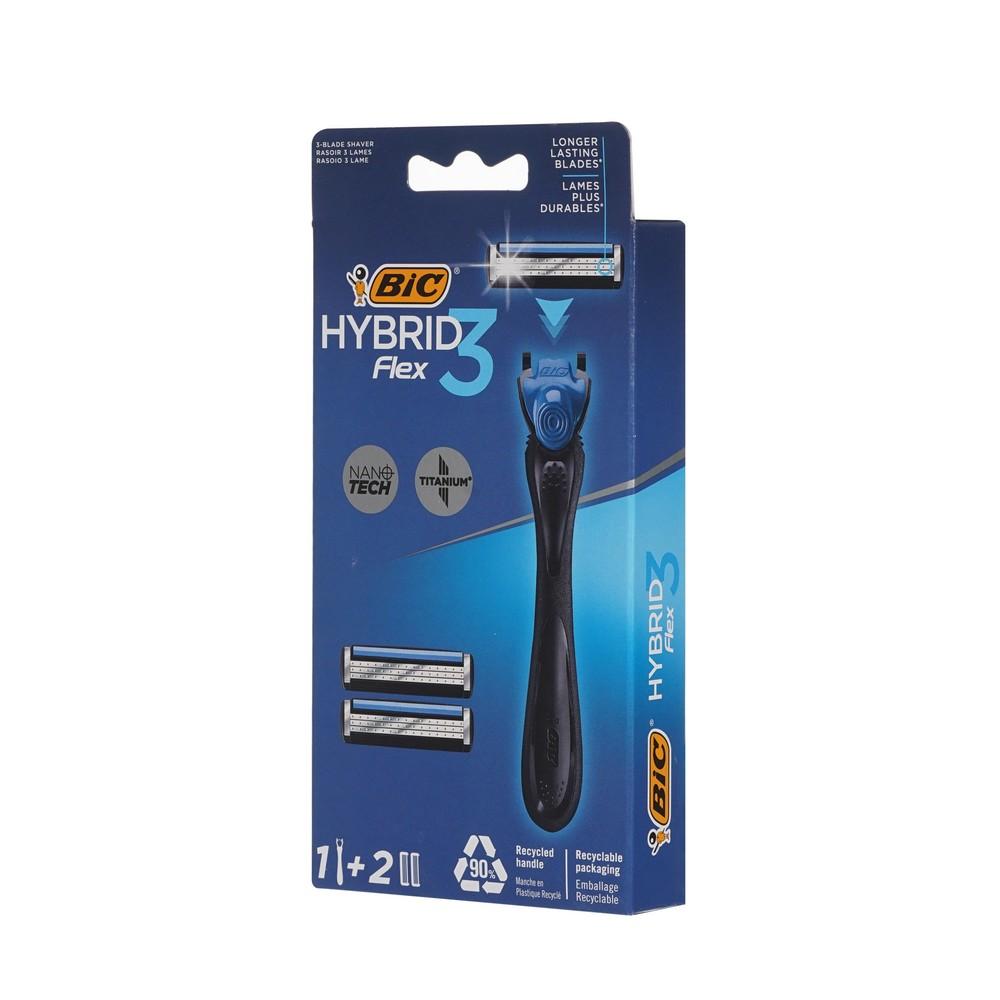 Мужской станок для бритья Bic Flex 3 Hybrid + 2 сменные кассеты. Фото 2.