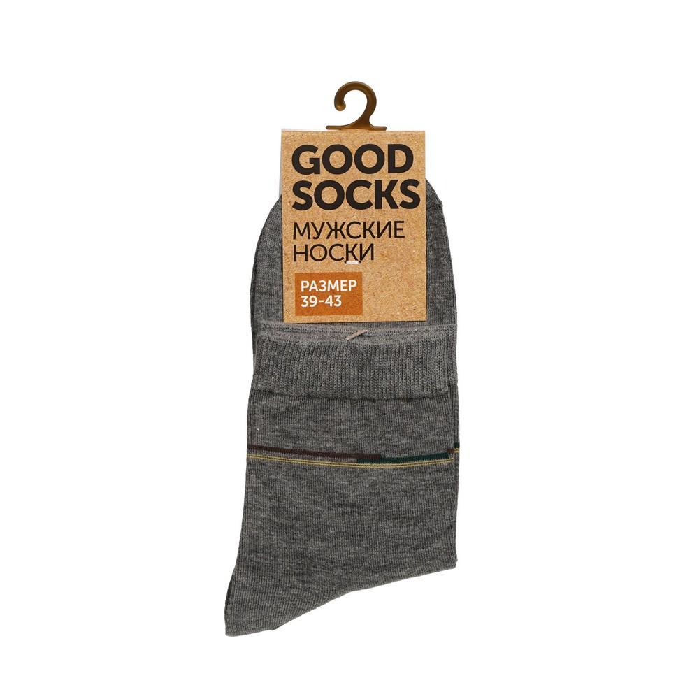 Мужские однотонные носки Good Socks Цветные полоски Темно-серый р.39-43. Фото 1.