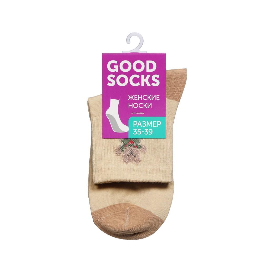 Женские носки Good Socks " Мишка " Бежевый р.35-39. Фото 1.