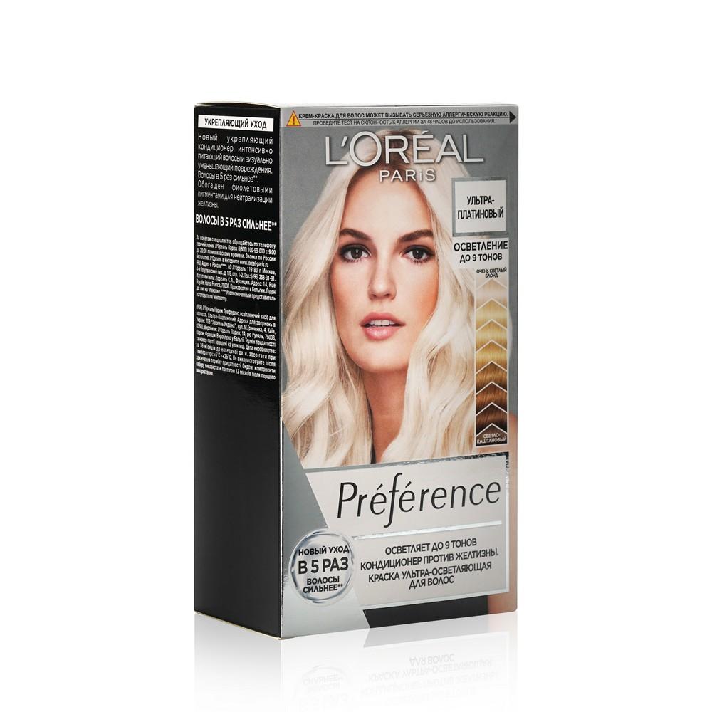 Краска - осветлитель для волос L'Oreal Paris Preference 950 Ультра-платиновый блонд. Фото 1.