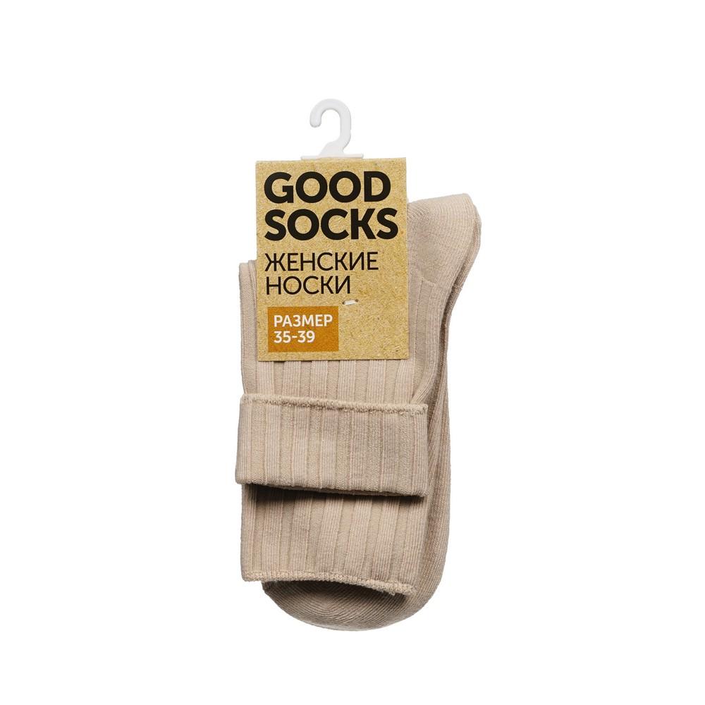 Женские однотонные носки Good Socks Лапша без резинки Бежевый р.35-39. Фото 1.