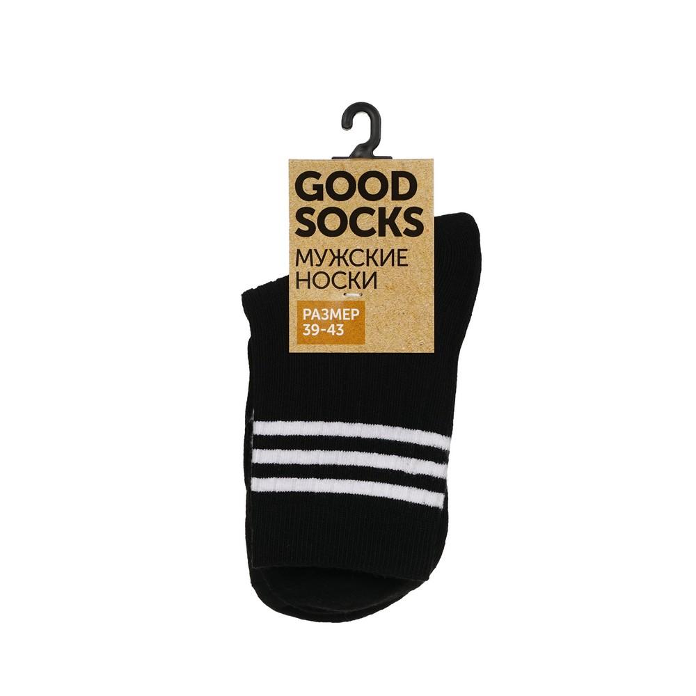 Мужские однотонные носки Good Socks Лапша/Полоски Черный р.39-43.