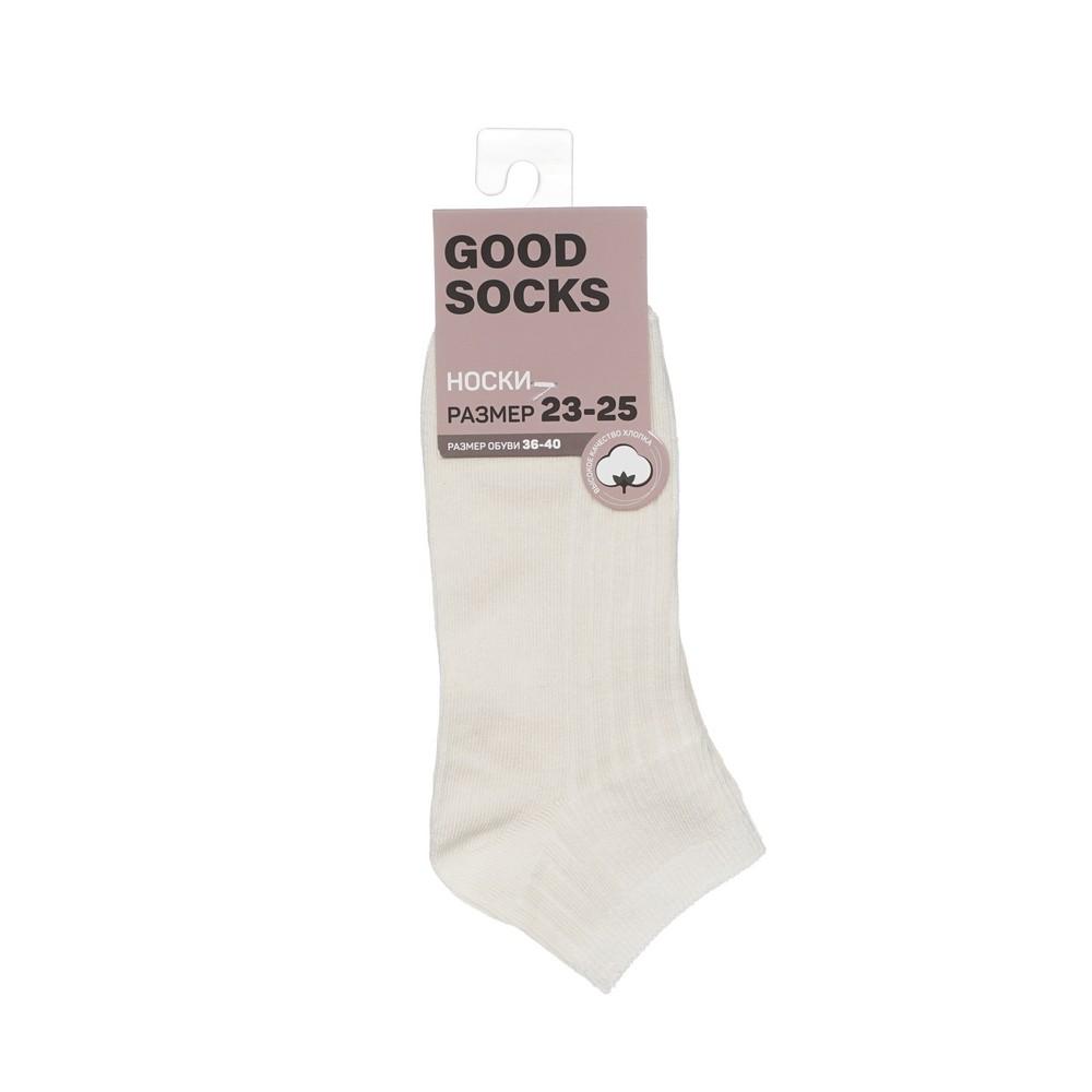 Женские однотонные укороченные носки Good Socks Лапша белые р.23-25. Фото 1.