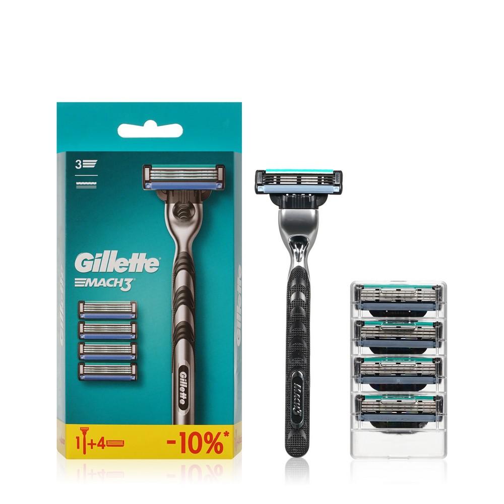 Мужской станок для бритья Gillette Mach 3 + сменные кассеты 5шт. Фото 1.