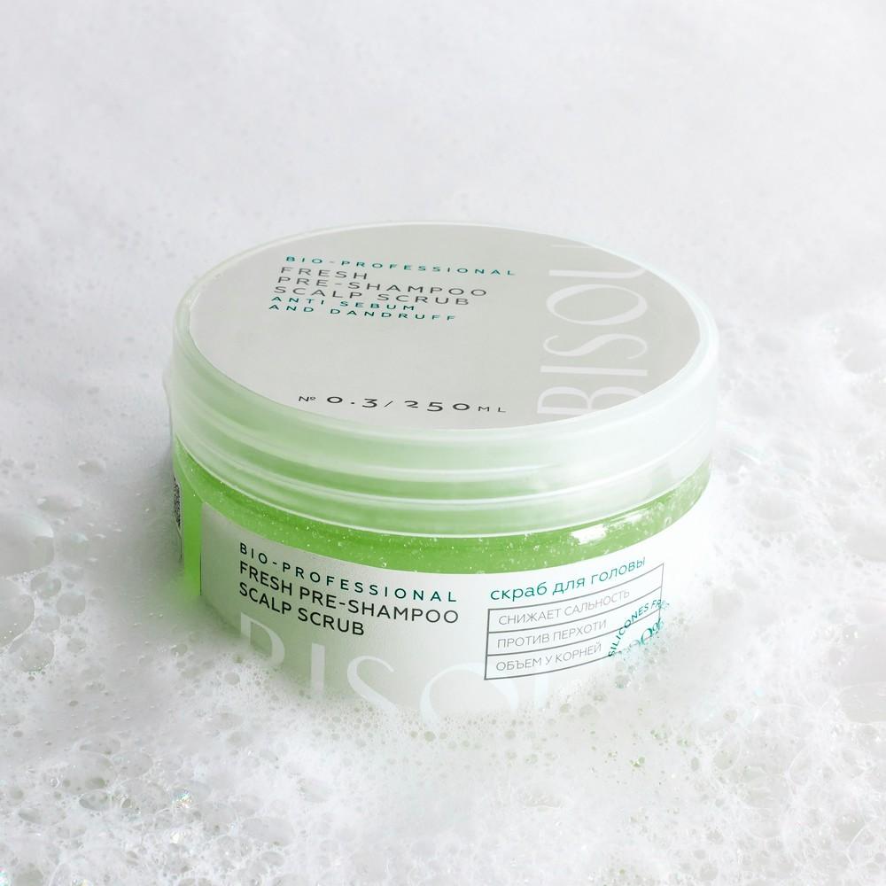 Скраб для кожи головы Bisou Bio-professional " Fresh pre-shampoo scalp scrub " 250мл. Фото 7.