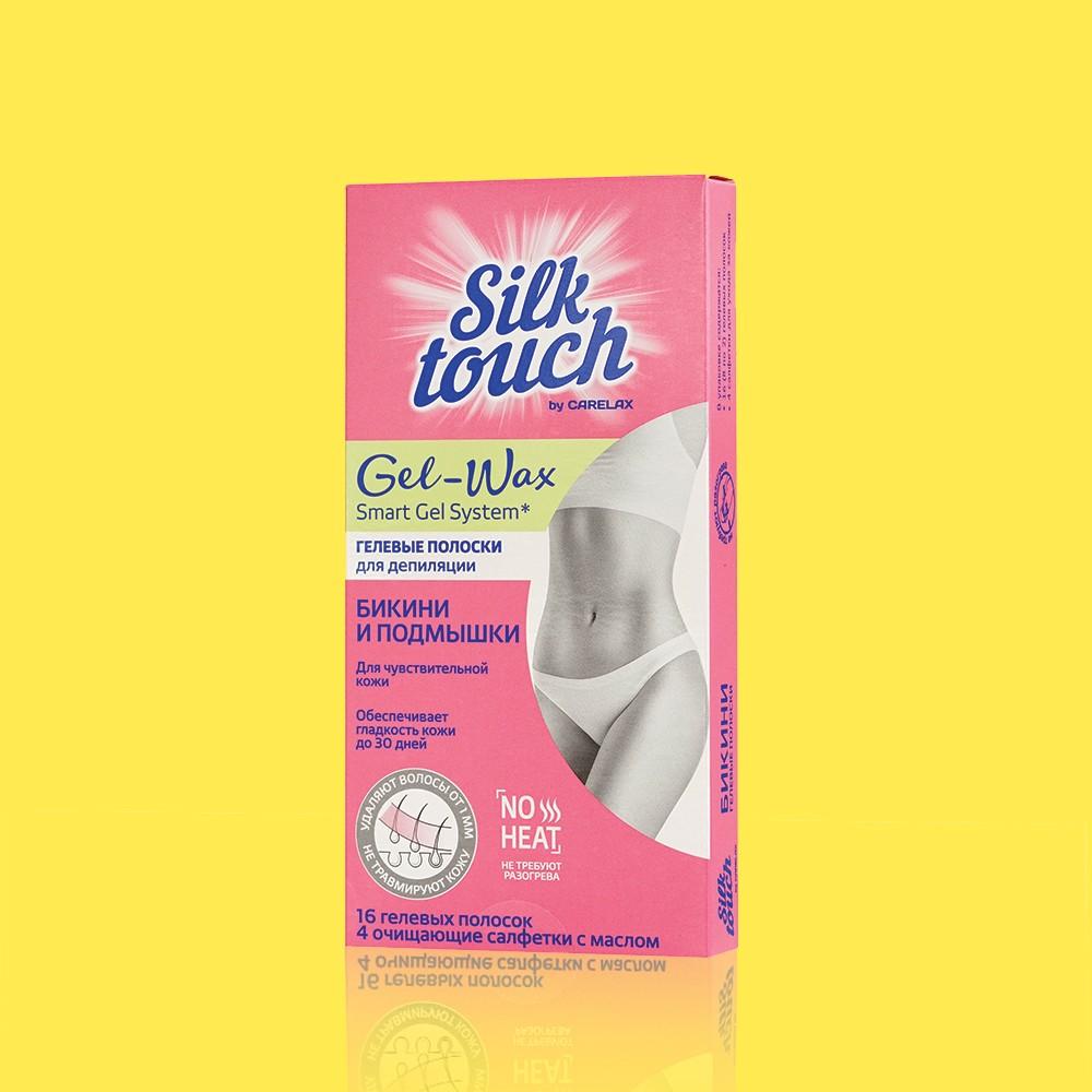 Восковые полоски для депиляции Carelax Silk Touch Gel-Wax для зоны бикини 16шт. Фото 1.